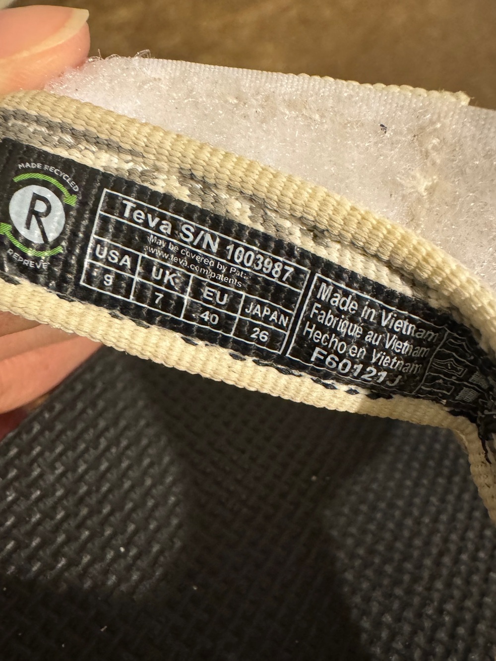 Teva Black Footbed with Ivory Straps Sandals - Picture 4 of 4